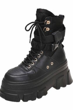 Y2K Grunge Platform Boots - Black | 90s Retro eGirl Shoes | Y2K Fashion & Summer Outfits