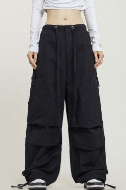 Y2K Grunge Pleated Baggy Cargo Pants - Retro 90s Summer Outfit, Y2K Fashion Essentials