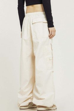 Y2K Grunge Pleated Baggy Cargo Pants - Retro 90s Summer Outfit, Y2K Fashion Essentials