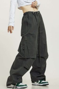 Y2K Grunge Pleated Baggy Cargo Pants - Retro 90s Summer Outfit, Y2K Fashion Essentials