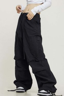 Y2K Grunge Pleated Baggy Cargo Pants - Retro 90s Summer Outfit, Y2K Fashion Essentials