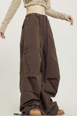 Y2K Grunge Pleated Baggy Cargo Pants - Retro 90s Summer Outfit, Y2K Fashion Essentials