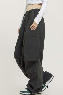 Y2K Grunge Pleated Baggy Cargo Pants - Retro 90s Summer Outfit, Y2K Fashion Essentials