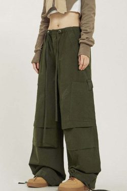 Y2K Grunge Pleated Baggy Cargo Pants - Retro 90s Summer Outfit, Y2K Fashion Essentials