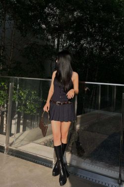 Y2K Grunge Pleated Mini Dress - 90s Fashion, Retro Summer Outfit, Gothic Y2K Style