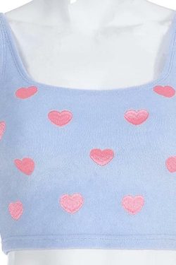Y2K Grunge Polka Hearts Crop Top - Retro 90s Summer Outfit, Baby Tee, Y2K Party Fashion