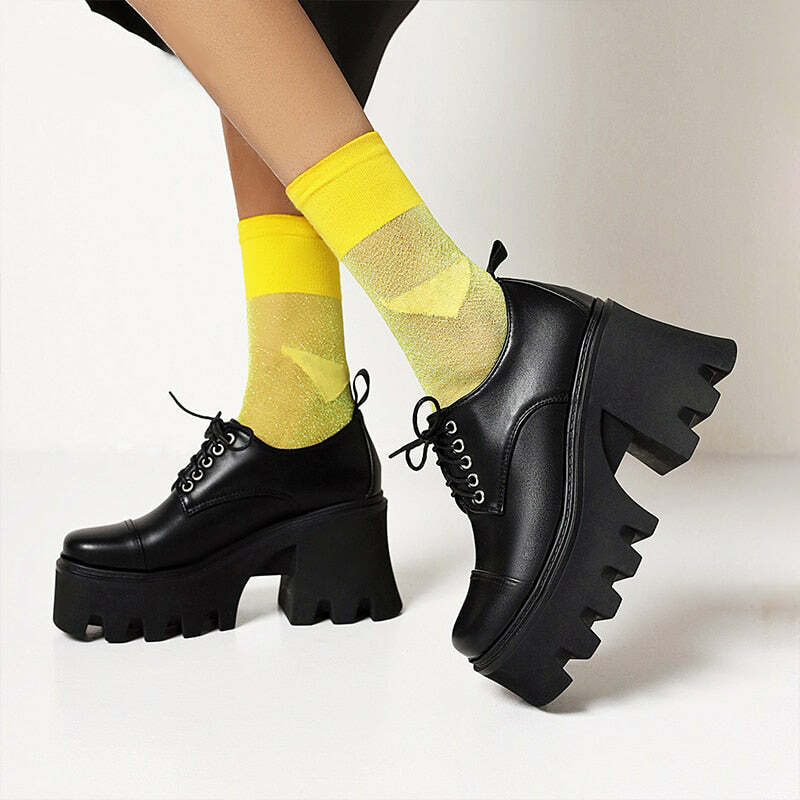 Y2K Grunge Preppy Goth Platform Shoes Black - Retro 90s Fashion, Y2K Summer & Party Outfits