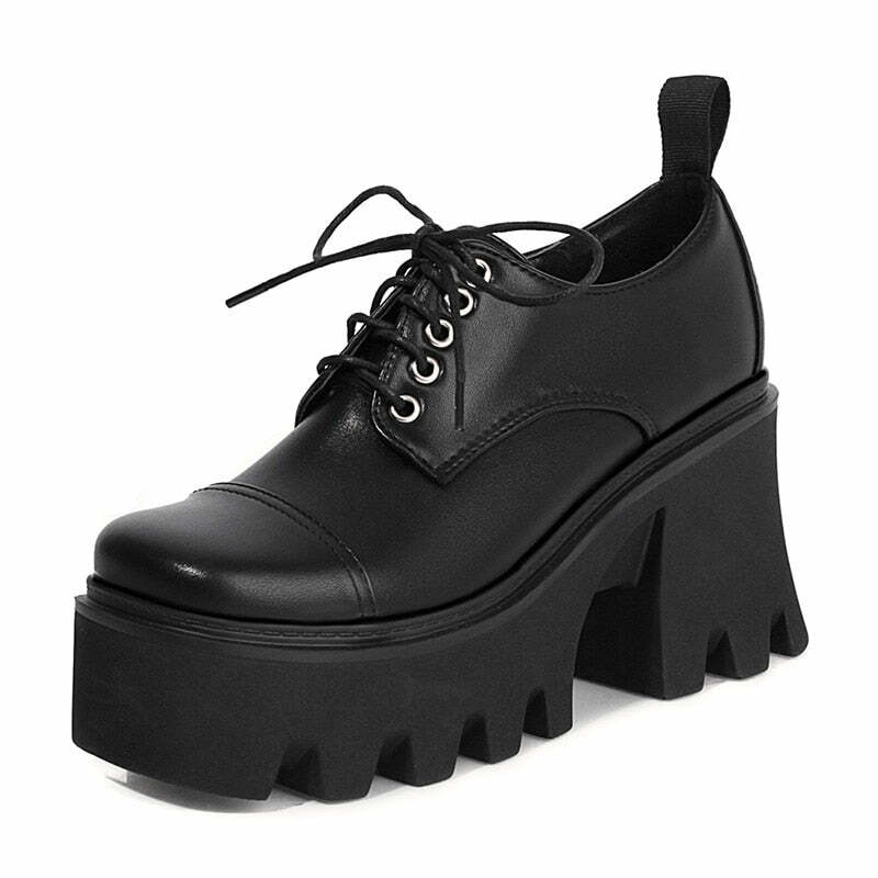 Y2K Grunge Preppy Goth Platform Shoes Black - Retro 90s Fashion, Y2K Summer & Party Outfits
