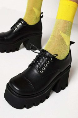 Y2K Grunge Preppy Goth Platform Shoes Black - Retro 90s Fashion, Y2K Summer & Party Outfits