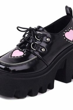 Y2K Grunge Preppy Gothic Lolita Shoes - Retro 90s Fashion, Summer Y2K Outfits, Pastel Goth