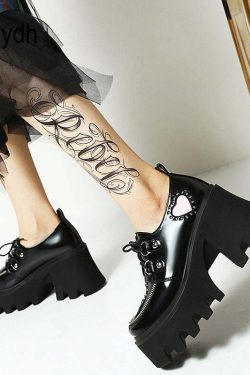 Y2K Grunge Preppy Gothic Lolita Shoes - Retro 90s Fashion, Summer Y2K Outfits, Pastel Goth