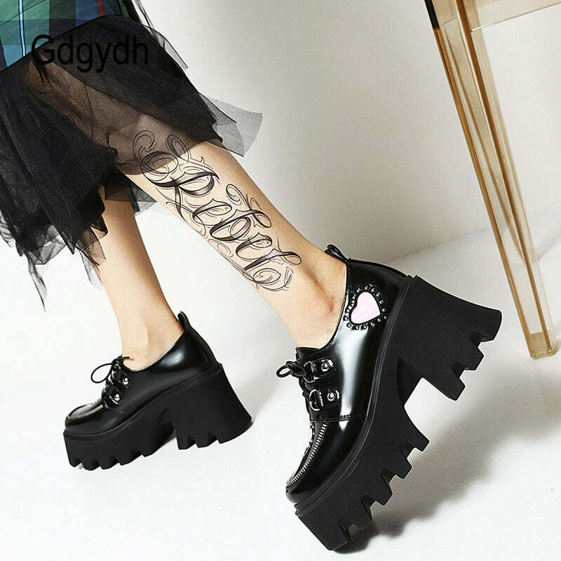 Y2K Grunge Preppy Gothic Lolita Shoes - Retro 90s Fashion, Summer Y2K Outfits, Pastel Goth