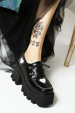 Y2K Grunge Preppy Gothic Lolita Shoes - Retro 90s Fashion, Summer Y2K Outfits, Pastel Goth