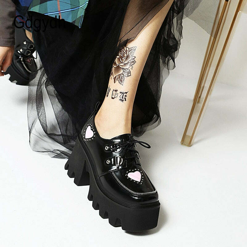 Y2K Grunge Preppy Gothic Lolita Shoes - Retro 90s Fashion, Summer Y2K Outfits, Pastel Goth
