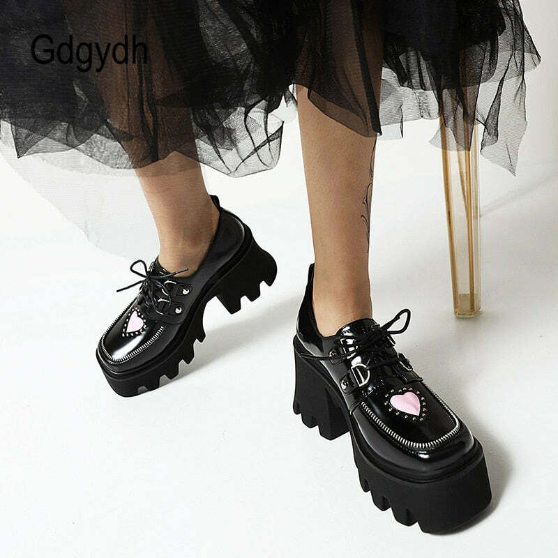 Y2K Grunge Preppy Gothic Lolita Shoes - Retro 90s Fashion, Summer Y2K Outfits, Pastel Goth