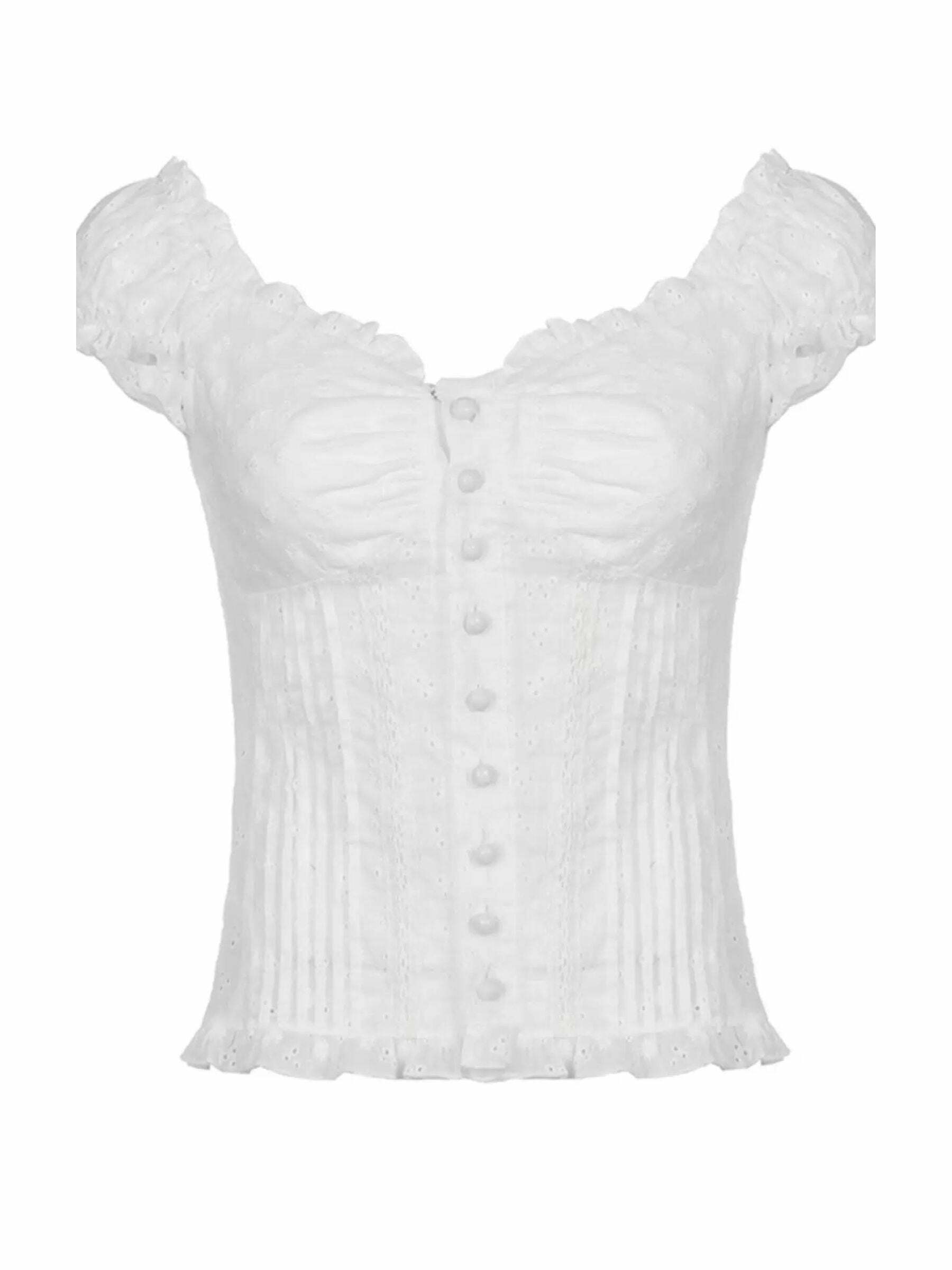Y2K Grunge Puff Sleeve Top - Retro 90s Summer Outfit, Pastel Goth, Y2K Party Fashion
