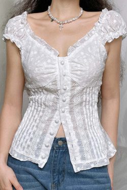 Y2K Grunge Puff Sleeve Top - Retro 90s Summer Outfit, Pastel Goth, Y2K Party Fashion