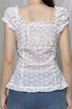 Y2K Grunge Puff Sleeve Top - Retro 90s Summer Outfit, Pastel Goth, Y2K Party Fashion