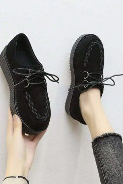Y2K Grunge Punk Goth Black Suede Creepers - Retro 90s Fashion, Y2K Summer Outfits
