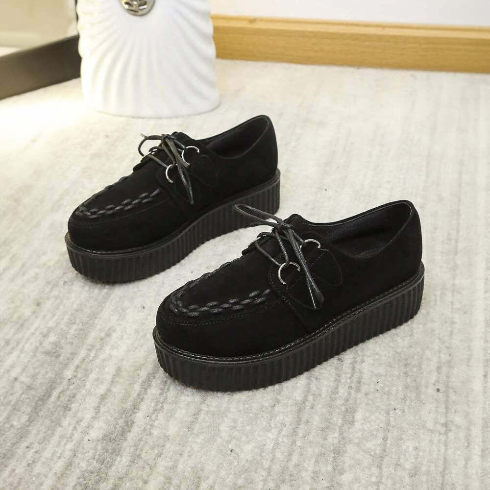 Y2K Grunge Punk Goth Black Suede Creepers - Retro 90s Fashion, Y2K Summer Outfits