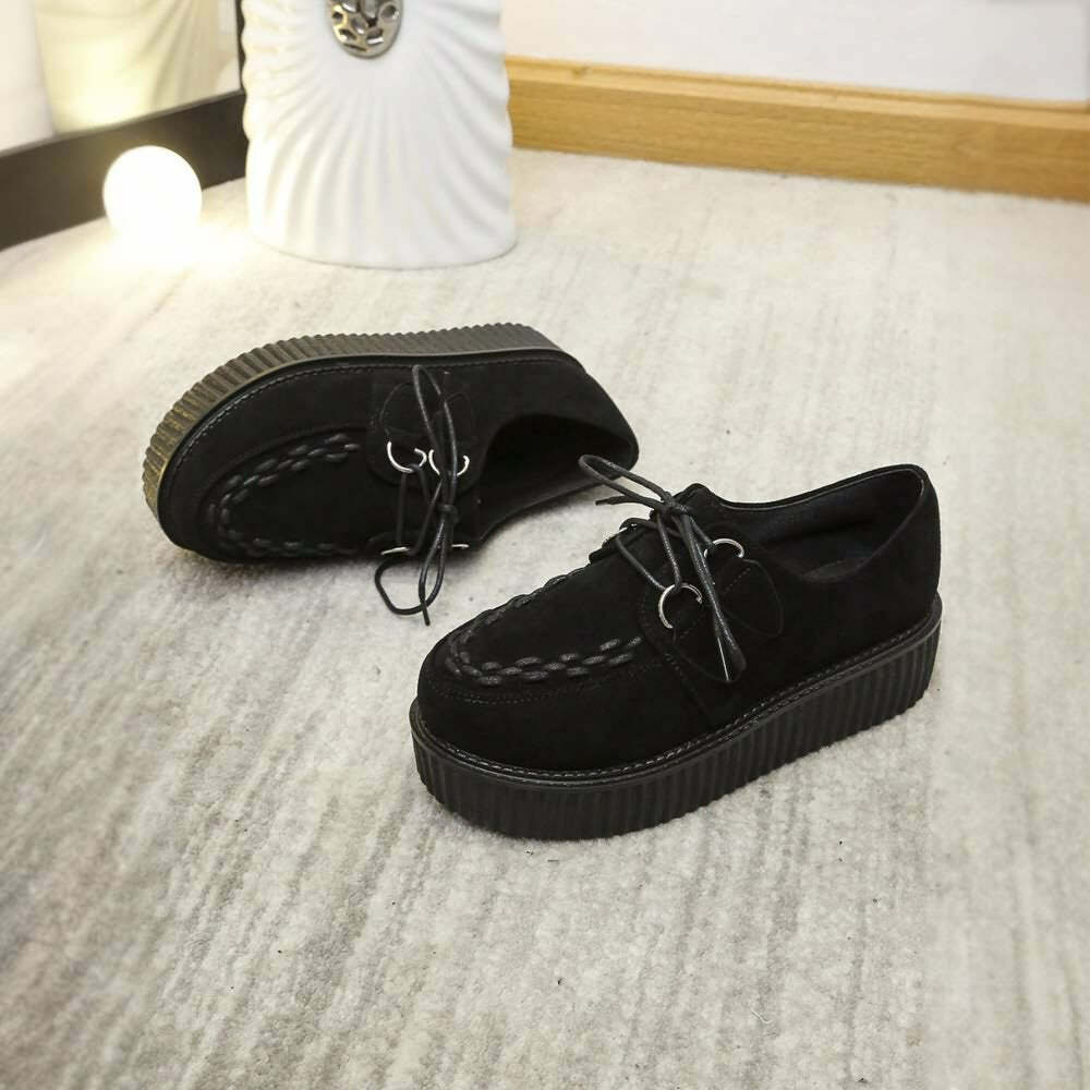 Y2K Grunge Punk Goth Black Suede Creepers - Retro 90s Fashion, Y2K Summer Outfits