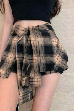 Y2K Grunge Punk Nirvana Plaid Skirt - 90s Retro Summer Outfit, Y2K Fashion, Gothic Style