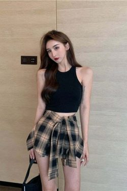 Y2K Grunge Punk Nirvana Plaid Skirt - 90s Retro Summer Outfit, Y2K Fashion, Gothic Style