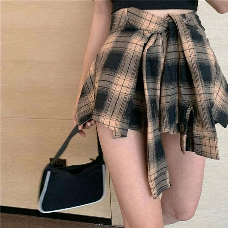 Y2K Grunge Punk Nirvana Plaid Skirt - 90s Retro Summer Outfit, Y2K Fashion, Gothic Style