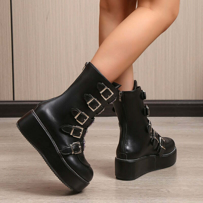 Y2K Grunge Punk Rock Heart Egirl Short Boots - Retro 90s Fashion, Gothic Y2K Style