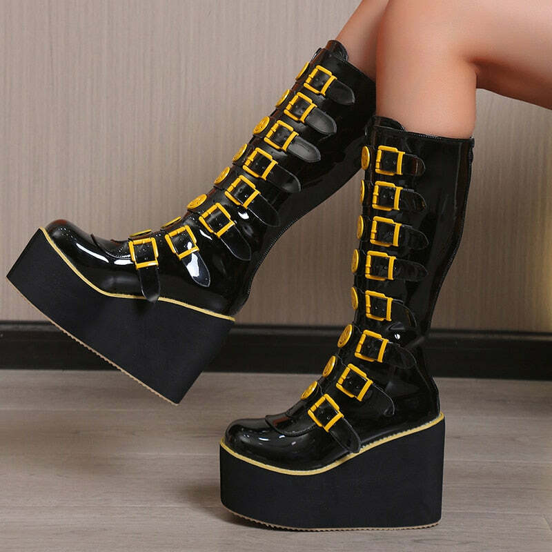 Y2K Grunge Punk Smiley Egirl Boots - Retro 90s Fashion, Summer Outfits, and Club Looks