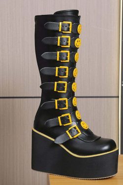 Y2K Grunge Punk Smiley Egirl Boots - Retro 90s Fashion, Summer Outfits, and Club Looks