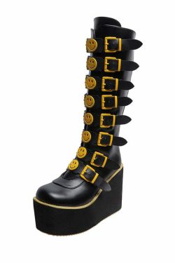 Y2K Grunge Punk Smiley Egirl Boots - Retro 90s Fashion, Summer Outfits, and Club Looks