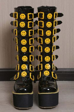 Y2K Grunge Punk Smiley Egirl Boots - Retro 90s Fashion, Summer Outfits, and Club Looks