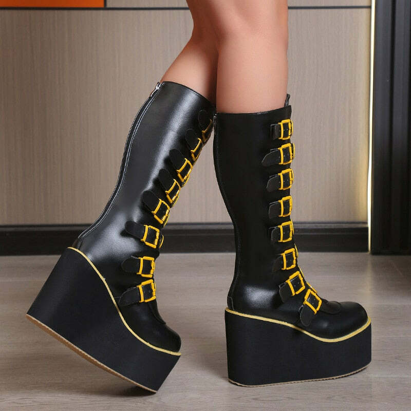 Y2K Grunge Punk Smiley Egirl Boots - Retro 90s Fashion, Summer Outfits, and Club Looks