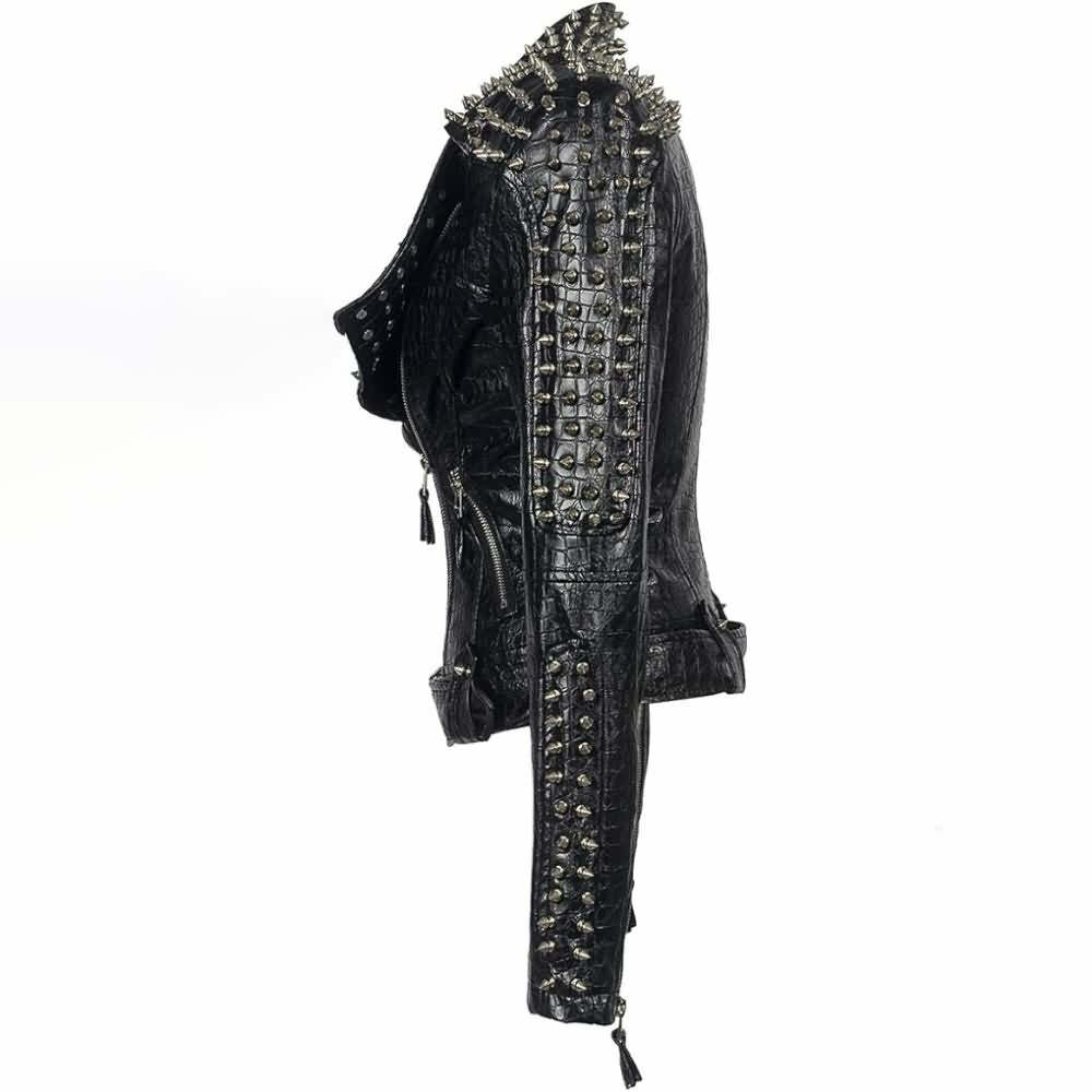 Y2K Grunge Punk Studded Rivet Leather Jacket - Retro 90s Fashion, Y2K Club & Party Outfits