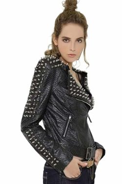 Y2K Grunge Punk Studded Rivet Leather Jacket - Retro 90s Fashion, Y2K Club & Party Outfits
