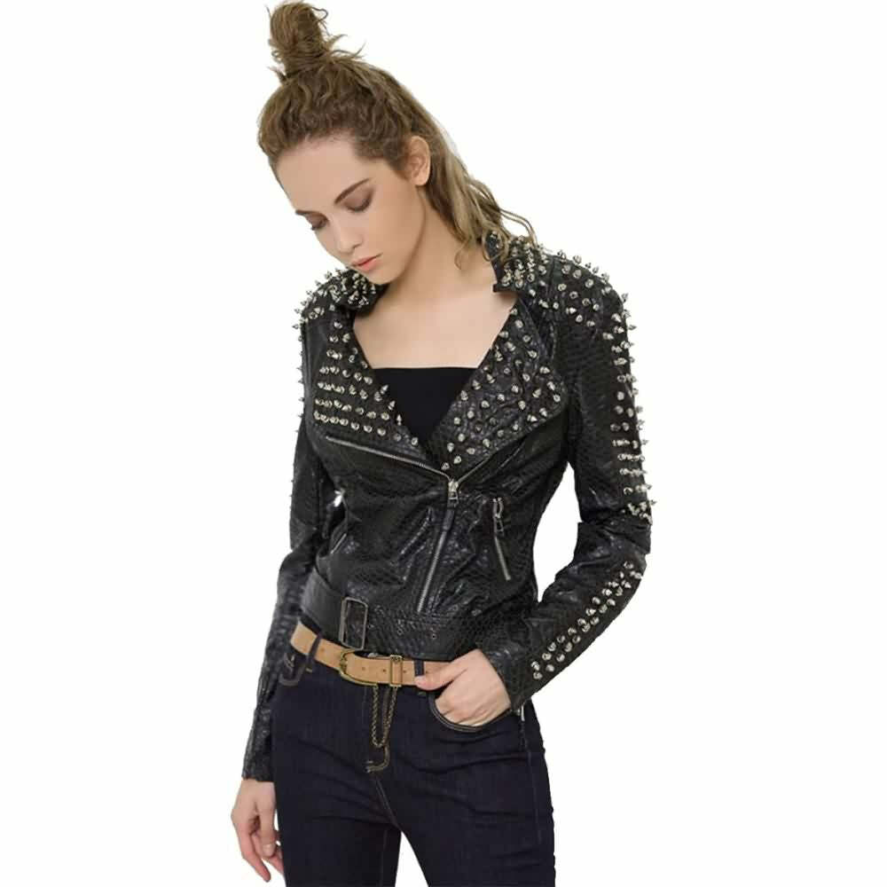Y2K Grunge Punk Studded Rivet Leather Jacket - Retro 90s Fashion, Y2K Club & Party Outfits