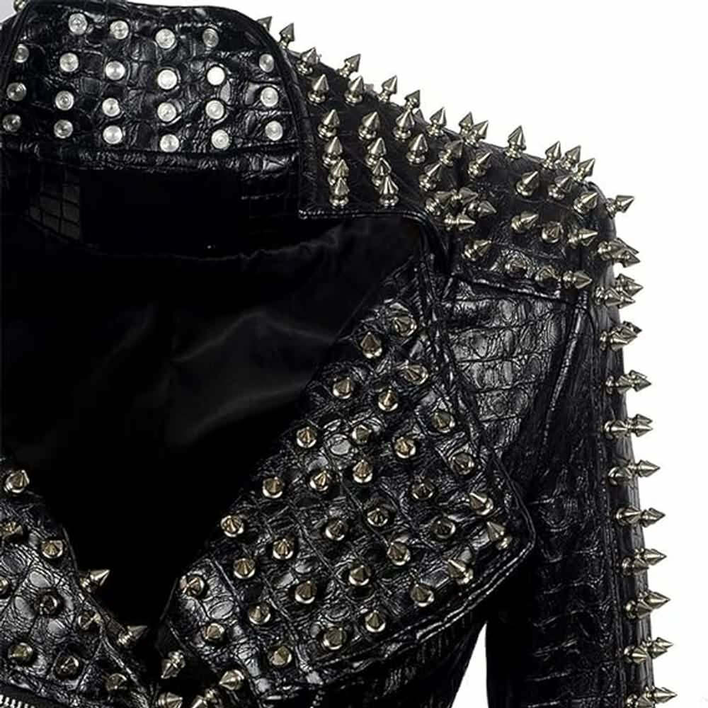 Y2K Grunge Punk Studded Rivet Leather Jacket - Retro 90s Fashion, Y2K Club & Party Outfits