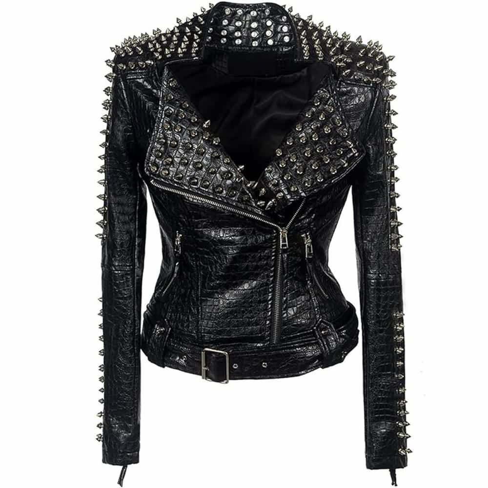 Y2K Grunge Punk Studded Rivet Leather Jacket - Retro 90s Fashion, Y2K Club & Party Outfits
