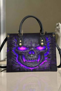 Y2K Grunge Purple Skull Lava Leather Handbag - Retro 90s Goth Fashion, Y2K Party Outfit