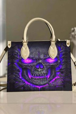 Y2K Grunge Purple Skull Lava Leather Handbag - Retro 90s Goth Fashion, Y2K Party Outfit