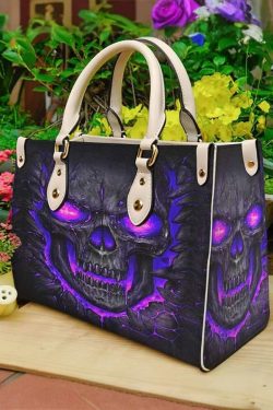 Y2K Grunge Purple Skull Lava Leather Handbag - Retro 90s Goth Fashion, Y2K Party Outfit