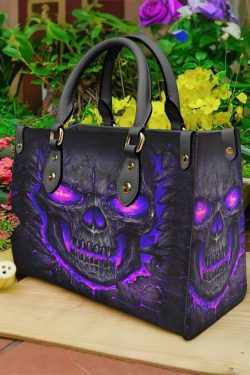 Y2K Grunge Purple Skull Lava Leather Handbag - Retro 90s Goth Fashion, Y2K Party Outfit