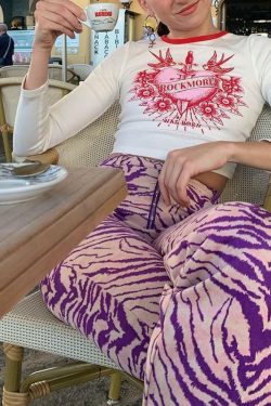 Y2K Grunge Purple Zebra Pants - Retro 90s Fashion, Summer Outfits, and Club Party Looks