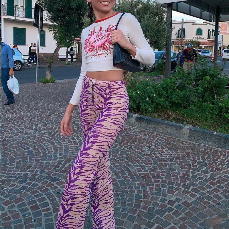 Y2K Grunge Purple Zebra Pants - Retro 90s Fashion, Summer Outfits, and Club Party Looks