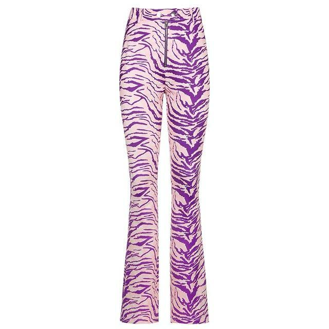 Y2K Grunge Purple Zebra Pants - Retro 90s Fashion, Summer Outfits, and Club Party Looks