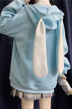 Y2K Grunge Rabbit Hoodie - 90s Fashion, Retro Style, Pastel Goth, Y2K Summer Outfits