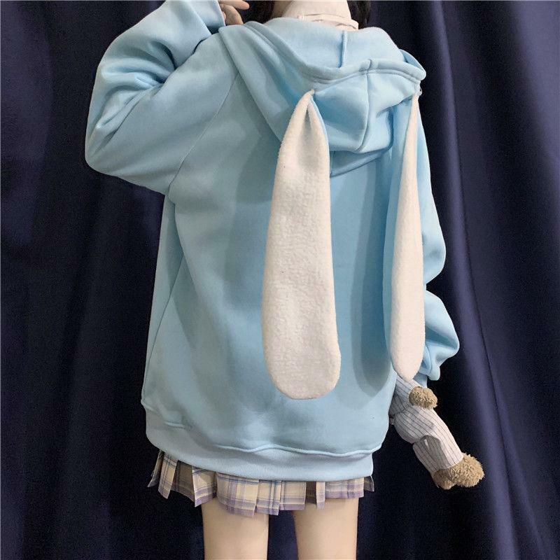 Y2K Grunge Rabbit Hoodie - 90s Fashion, Retro Style, Pastel Goth, Y2K Summer Outfits