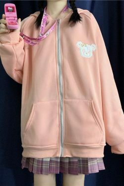 Y2K Grunge Rabbit Hoodie - 90s Fashion, Retro Style, Pastel Goth, Y2K Summer Outfits