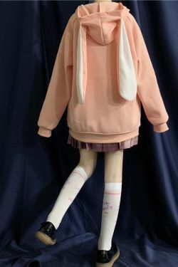 Y2K Grunge Rabbit Hoodie - 90s Fashion, Retro Style, Pastel Goth, Y2K Summer Outfits